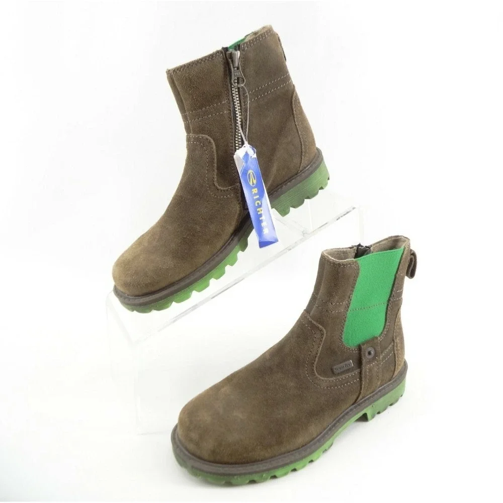 Richter Austria Sympatex Insulated Brown Green Winter Boots Girls SZ 32‎ EU 1 US